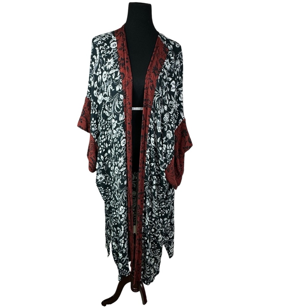 Treasure & Bond Nordstrom Border Print Duster Open Front Cardigan, One Size - Picture 4 of 12